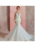 Long Sleeve Beaded Ivory Lace Tulle Wedding Dress